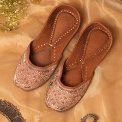 Kosh Natural Colour - Mukaish Work Abstract Pattern Jutti
