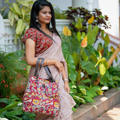 Maroon Kalamkari Tote Bag