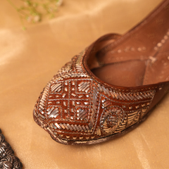 Idah Silver Mukaish Jutti (Brown)