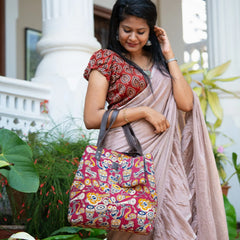 Maroon Kalamkari Tote Bag