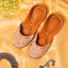 Kosh Natural Colour - Mukaish Work Abstract Pattern Jutti