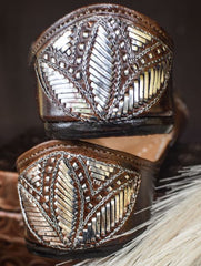 Mukaish Poetry Brown & Silver Mukaish Work Jutti