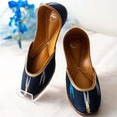 Indigo Ikat Handstitched Jutti