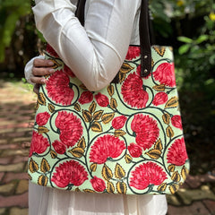 Mint Green Floral Everyday Tote Bag
