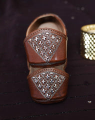 Kosh Brown - Mukaish Work Abstract Pattern Jutti