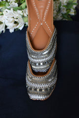 Colour Me Silver Embellished Silver Jutti