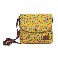 Mustard Floral Pattern Flap Sling Bag