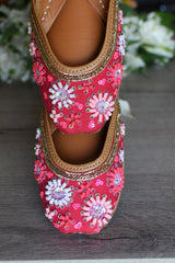 Gulabi Patakha Amaranth Red Embellished Jutti