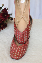 Roya Maroon Leather Jutti