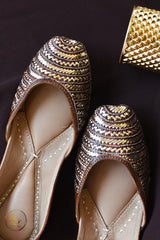 Mysa Brown & Silver Mukaish Work Jutti