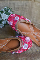 Gulabi Patakha Amaranth Red Embellished Jutti