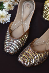 Mysa Brown & Silver Mukaish Work Jutti
