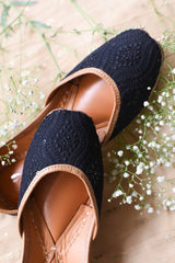 Sadabahar Black Sequins Chikankari Jutti