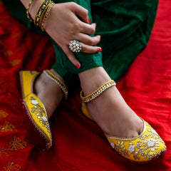 Gota Patti Yellow Gota Work Jutti